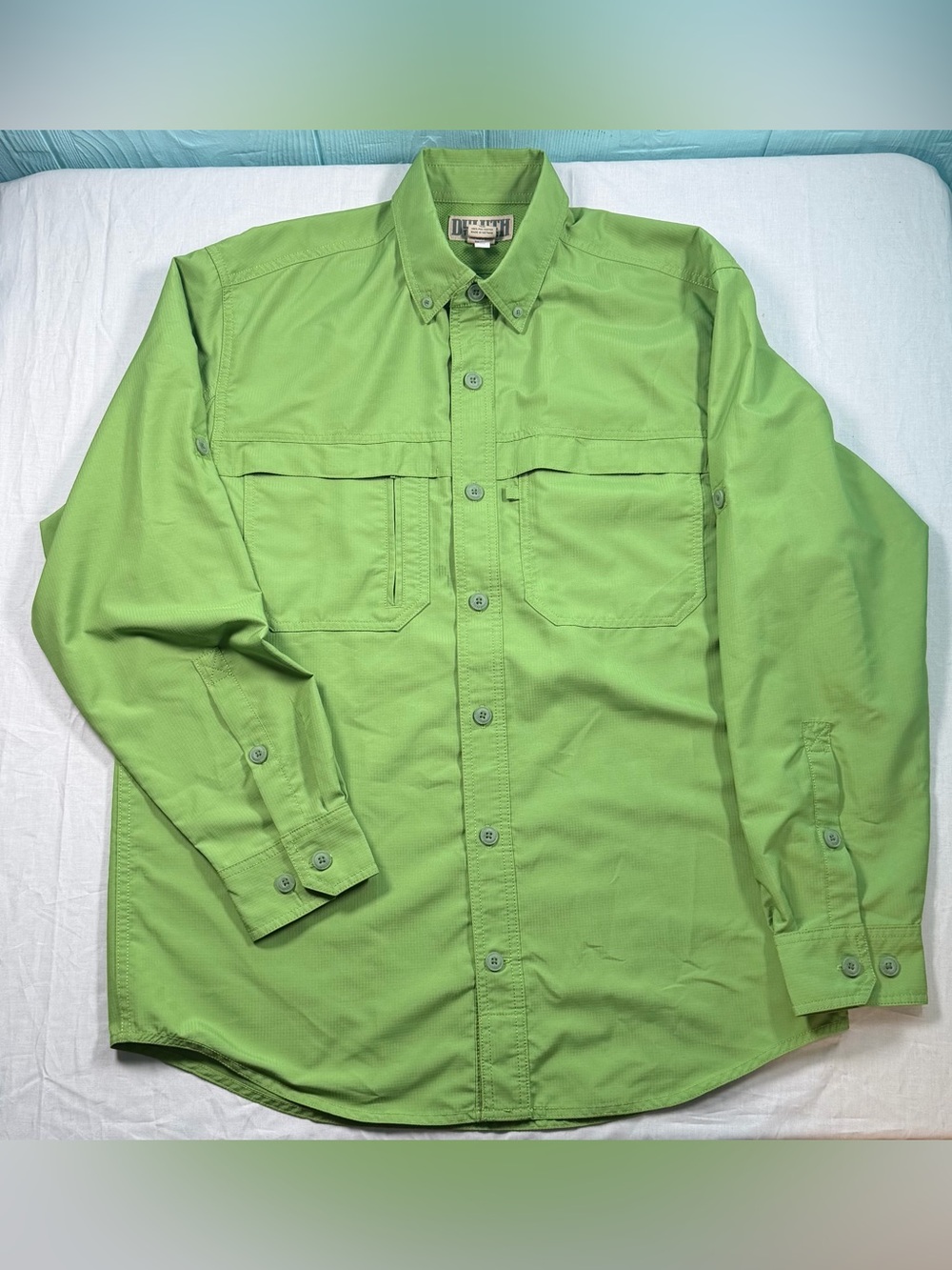 Duluth Trading Co Bright Green Mesh-Lined Shirt